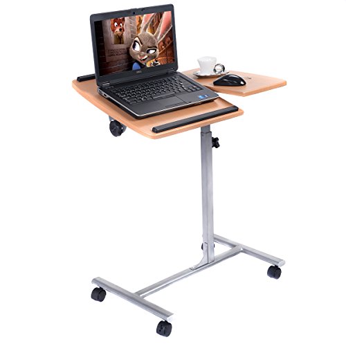 Costway Notebookständer Laptoptisch Notebooktisch Rolltisch Betttisch Pflegetisch mit Rollen und Bremsen höhenverstellbar