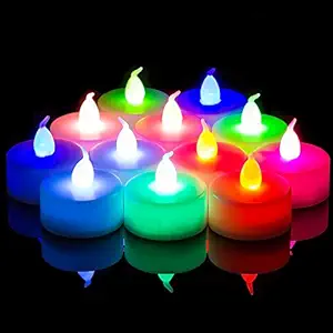 Goyal Flame Less LED Tealight Birthday/Festival/Anniversary/All Purpose (Pack of 10), Multicolor