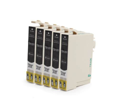 5x schwarz Tintenpatronen mit CHIP, kompatibel zu Epson T1291 für Epson Stylus Office B42WD BX305F BX305FW BX320FW BX525WD BX625FWD SX420W SX425W SX525WD SX620FW Epson Stylus BX625FWD
