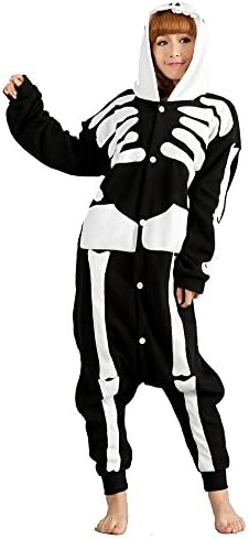 SAMGU Black White Skeleton Adult Kigurumi Cosplay Costume Animal Pajamas Onesie Long Sleepwear-L