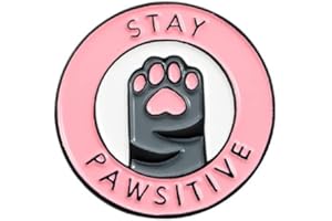 HUAQIGUO Stay Pawsitive rosa Katze Pfote Cartoon Cowboy Brosche Emaille Pins Metallbrosche für Frauen Abzeichen Kiefer Metalicos Brosche Zubehör, Legierter Stahl