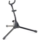 Fácil de instalar y estable Stagg WIS-A35 - Soporte arqueado para saxofón soprano con patas plegables, color negro
