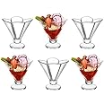 MARTVIA 300ML Ice Cream Glasses Cups Dishes for Desserts, Milkshake,Fruit and Pudding Glass Serving Bowls, Perfect for Home, Restaurants and Parties Dishwasher Safe (Lotus Cups, Set of 6)