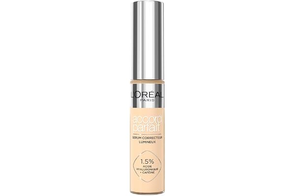 L'Oréal Paris - Sérum Correcteur Lumineux - Corrige les Cernes & Hydrate - Formule à l'Acide Hyaluronique & Caféine - Accord Parfait - Teinte : 4N - 11 ml