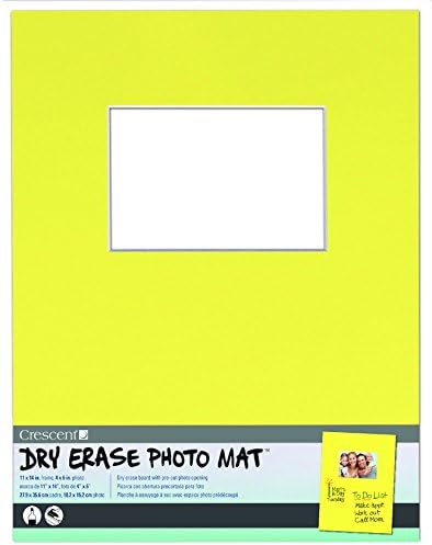 Crescent Cardboard Co Dry Erase 11 14 Mat Holds 4 x 6-inch Photo Yellow, Acrylic, Multicoloured, 0.1 x 10.9 x 13.9 cm