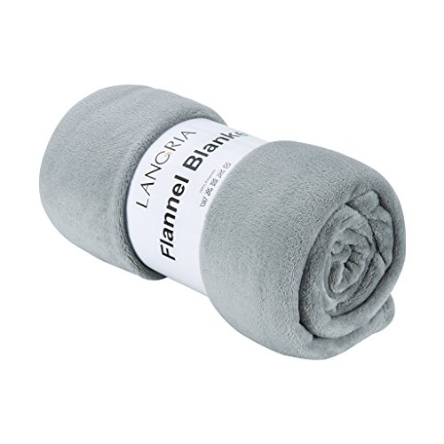 LANGRIA Soft Fluffy Flannel Blanket Throw for Sofa Bed Winter Travel, 100% Polyester Microfiber, Wrinkle Resistant, Anti-Fade, 150 cm x 200 cm, Grey
