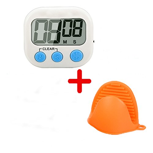 Digital Küchen Timer, LED Bildschirm Elektronische Speicher Küchen Timer Digital Timer Erinnerung Kunststoff Küchenwecker Kurzzeitmesser Digitaler Kitchen Timer Magnetisch Stoppuhr Küchenuhr-Enthält die batterie – und Kleine silikon – handschuh - 6