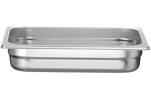 HENDI Contenitore Gastronorm, GN 1/2, resistenza termica -40 °C a 300 °C, compatibile con i forni a convezione, frigoriferi, bagno María, chafing dishes, 4L, 325x265x(H)65mm, acciaio inox 18/10