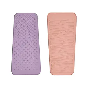 EIOKIT Silicone Heat Resistant Travel Mat Pouch for Hair Straightener,Crimping Iron,Hair Curling Iron,Hair Curling Wand,Flat Iron,Hair Waving Iron (2 Pack, Roman Pink&Misty Mauve)