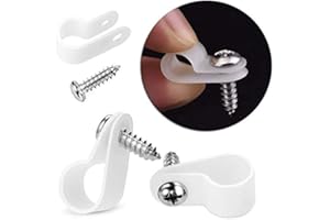 BlueXP 100 Pezzi Cavo Clip Nylon Filo Clip Organizer R-Type Cavo Wire Clip viti Incluse per Casa o Ufficio da Parete e Filo Fisso Altoparlanti Cavi Illuminazione-Bianco