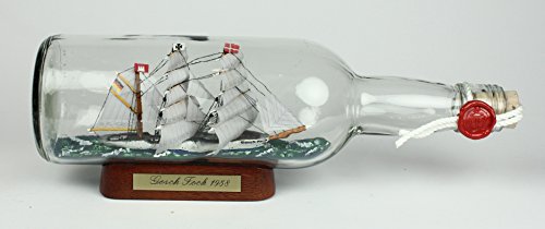 Gorch Fock 700 ml runde Flasche Buddelschiff Schulschiff Bundesmarine Kiel Flaschenschiff