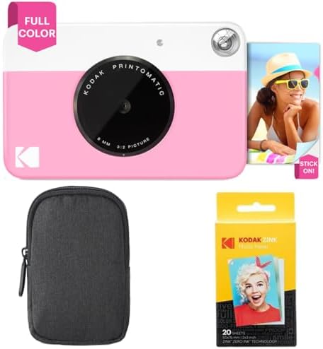KODAK Pacchetto Base per Fotocamera istantanea Printomatic (Rosa) + Carta Zink (20 Fogli) + Custodia Deluxe + Comoda Tracolla