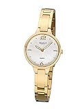 Regent Damen-Armbanduhr Elegant Analog Titan-Armband gold Quarz-Uhr Ziffernblatt weiß URF1096