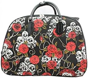 NEW Ladies Travel Holdall Bags Hand Luggage Womens Butterfly Weekend Wheeled Trolley Handbag (Black)
