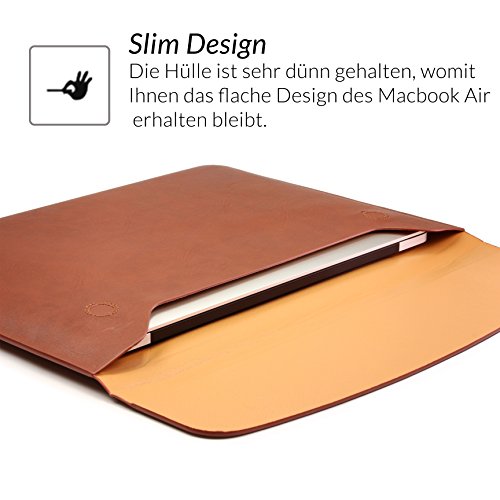 Urcover® ULTRA SLIM 13,3 Zoll Mac-Book Pro Retina Hülle Sleeve Premium Tasche für 13,3 Zoll / 33,8 cm Laptop Notebook Macbook, iPad Air, Galaxy Tab | Braun - 9