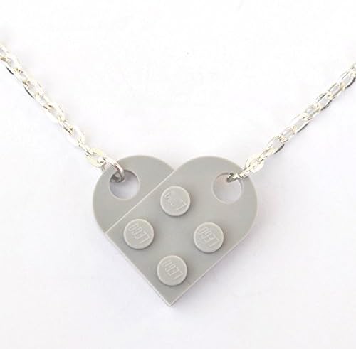 LEGO ® Heart Necklace (LIGHT GREY) Wedding, Girlfriend, Valentines