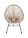 Flache, elegante Füße Retro Acapulco Lounge Relax Sessel Indoor & Outdoor Rahmen & Füße Pulverbeschichtet Farbe Natur BRAUN