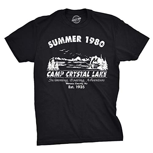 Crazy Dog Tshirts - Mens Summer 1980 Mens Funny T Shirts Camping Shirt Vintage Horror Novelty Tees (Black) XL - Camiseta Divertidas