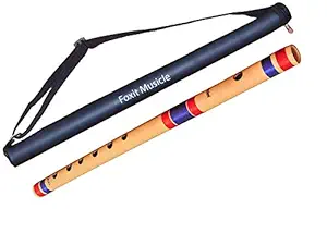 Wish & Get Bamboo Flute/Bansuri, C Sharp 6 hole 17inches, Medium Free Carry Bag