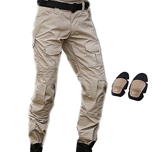 SGOYH Multi-Poche Pantalons de Service Tir au Fusil de Peinture Pantalon Tactique BDU Pantalon Airsoft avec genouillères
