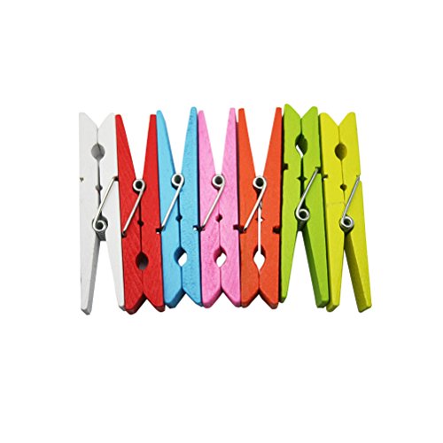 BESTOMZ Wäscheklammern 2,9 Zoll Wäscheklammern Holz 40 x Mischfarbe Mini Holz Foto Papier Peg Wäscheklammer Kleidung Pin Clip - 2