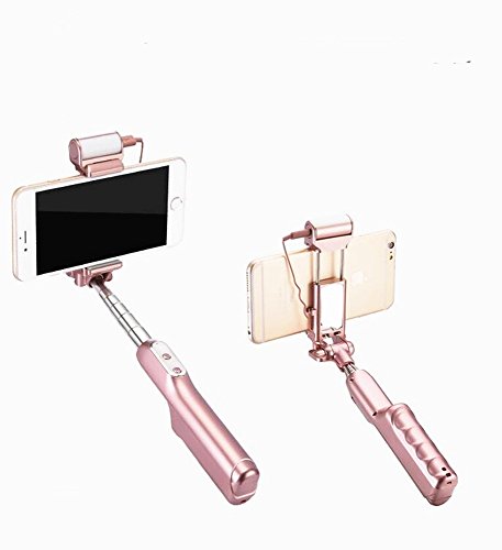 Delmkin Asta per selfie Mini Selfie Stick con luce SelfieÂ â€“Â per tutti i IOS, Android Smartphone, bianco
