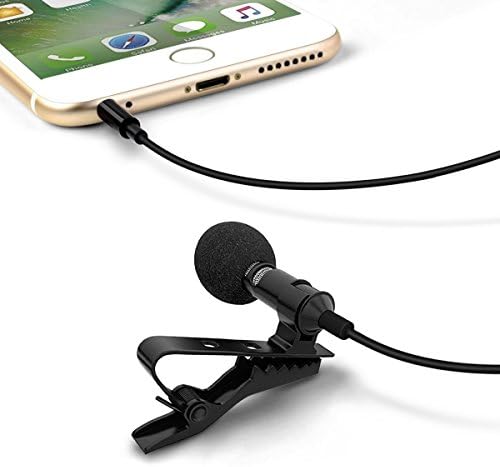 MAVIE Portable Mini Mic, Hands Free Microphone Omnidirectional Condenser Lavalier Microphone Clip-on Miniature Microphone for Phone, Pad, Laptop, PCs, Android and IOS System