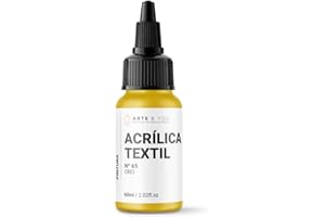 Arts & You Pintura Acrílica Textil 60ml Ideal para pintar Ropa y Tejidos | Pintura Fluida para manualidades en tela | Adhesión en Tejidos muy duradera (65 Oro)