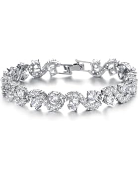 Floray Damen Tennisarmband, Zirkonia weiß/blau