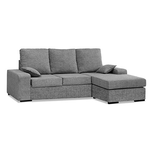 Muebles Baratos Sofa con Chaise Longue, 3 plazas, Subida A Domicilio, Color Gris, ref-54