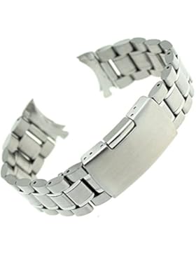 Foxnovo 24mm Edelstahl Armband Armband Band gebogene Ende solide Links (Silber)