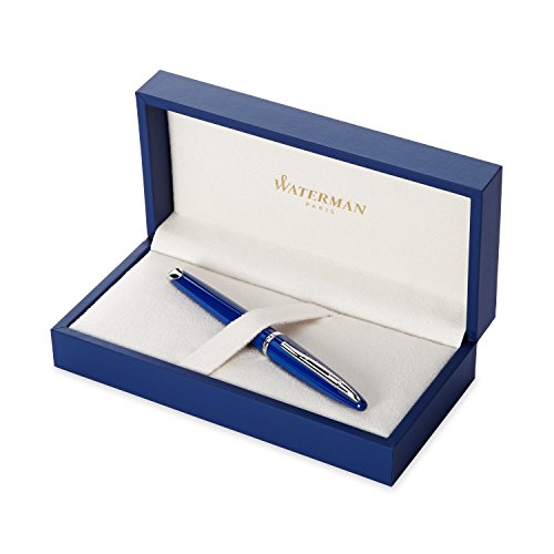 examen Waterman Carène Blue Obsession Stylo Plume Pointe Moyenne - dans son Écrin