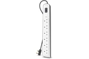 Belkin 8 Way/8 Plug Surge Protection Strip With 2 Meters Cord Length - Heavy Duty Electrical Extension Socket With 2 X 2.4 A Shared USB Ports