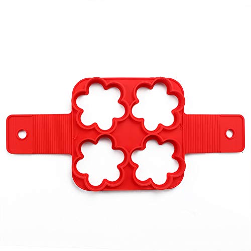 4 Holes Flower Shape Pancake Maker Mold, Nonstick Silicone Omelette Egg Ring Mold Tool Tackle