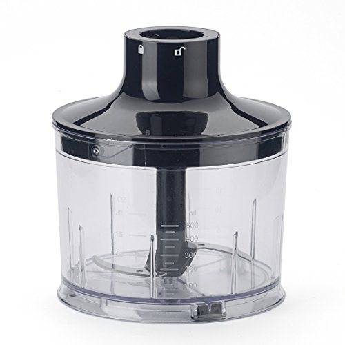 KeMar KSM-800 Basis Stabmixer mit Aufbewahrungsständer, Mixer, Handstabmixer, Food Processor, Küchenmaschine,Titan Klinge, 800 Watt, Schwarz und Edelstahl, Zubehör Set - 3