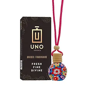 UNO Aroma Car Air Freshener with Essential Oils Fragrance in Wooden Bottle with