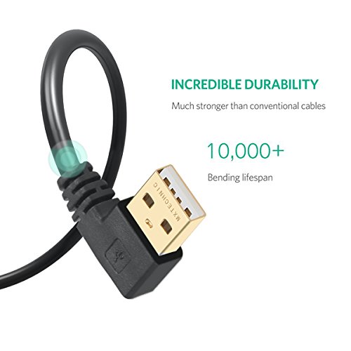 MXtechnic USB 2.0 Kabel 90° High Speed A-Stecker auf Micro-B-Winkelstecker Ladenkabel Vergoldet Rechts Winkel Datenkabel Schwarz (10 cm) - 4