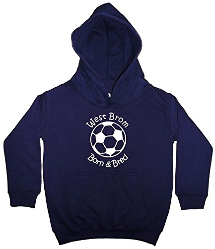 Hat-Trick Designs West Bromwich Albion Football Baby/Kids/Childrens Hoodie Sweatshirt-7-8Yrs-Navy Blue-Born & Bred-Unisex Gift