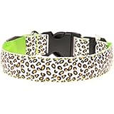 Sanwood Pets Hund Sicherheit LED-Licht Nacht Leopard verstellbar Nylon Puppy Halsband