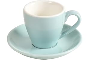 ionEgg Porcelanowy kubek do espresso ze spodkiem, filiżanka do espresso, kubek Demitasse, 80 ml, niebieski