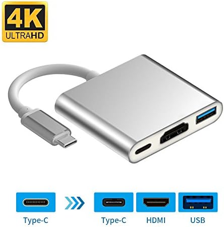 USB Type C to HDMI Adapter 4K + USB 3.0 + USB C Charging Port, Adapter Cable for New MacBook/Chromebook Pixel