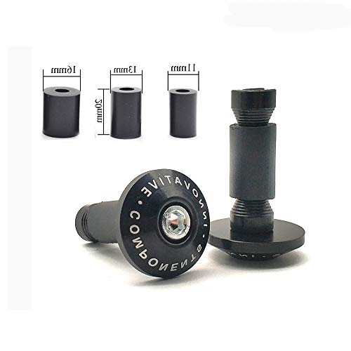 BOYISEN Topes de Manillar Moto Manillar Perillas Aluminio Ajustar agarres de 7/8"con 3 adaptadores de tamaño para Honda Kawasaki Suzuki Yamaha BMW Ducati (Negro)