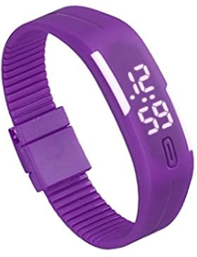 Zolimx Frauen der Männer Gummi Sport LED Uhr Datum Armband Digital Armbanduhr Lila