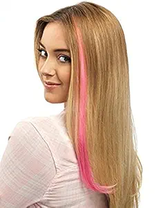Ekan Clip In Straight Piece Colored Hair Extension For Women And Girls, Baby Pink Color, 5 Gram, Pack Of 1