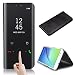 Produktbild Galvanisiert Spiegel Hülle für Huawei P10 Plus, CrazyLemon Hybrid Galvanisiert Klar Aussicht Spiegel PU Leder Folio Flip Handyhülle + PC Back Cover mit Intelligent Schlaf Aufwachen Kippständer Funktion Stoßfest Schutzhülle für Huawei P10 Plus - Schwarz