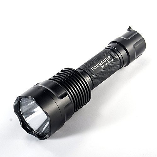 Forrader C12 CREE XM-L2 U3 Superhelle 2.000 Lumen LED Taschenlampe Licht mit Schwanz Button Switch durch 5-Modus gesteuert, Schwarz (Taschenlampe Only) - 6