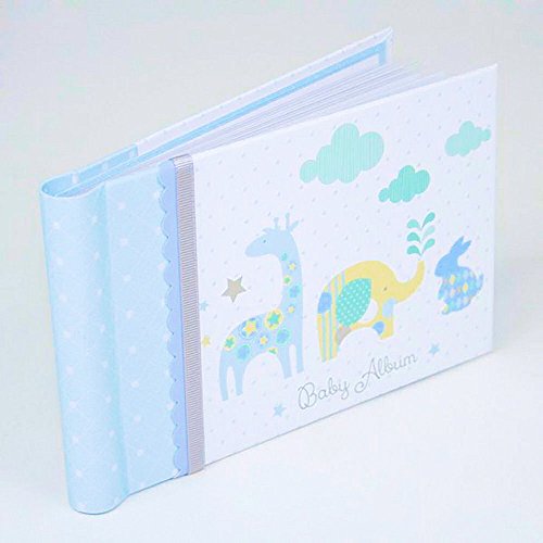 Blue Small Baby Boy Photo Album Holds 24 Photos 4 x 6'' Slip In Case -Woodland Animals - Ideal Gift