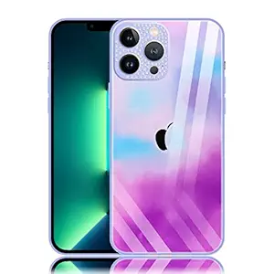Case Creation Watercolor Series - Liquid Painting Tempered Glass TPU Shockproof Gradient Diamond Sparkle Camera Protection Back Case Tie dye Cover for Apple iPhone 13 Pro - (Multicolor, Pattern 6)