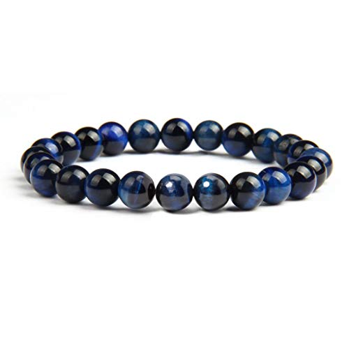 Stoke Home ?? Pulsera de Protección Ojo de Tigre Azul en Piedras Naturales con Funda de Cuero Sintético