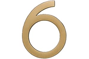 ELPRUPERIF Self-Adhesive House Plaque Numbers Golden Brass Decorative Wall Door Figures, Simple Villa Hotel Plates Dormitory Home Height 5cm 2 Inch Sign, Polished Digital Signage, for Room Address Mailbox (6)